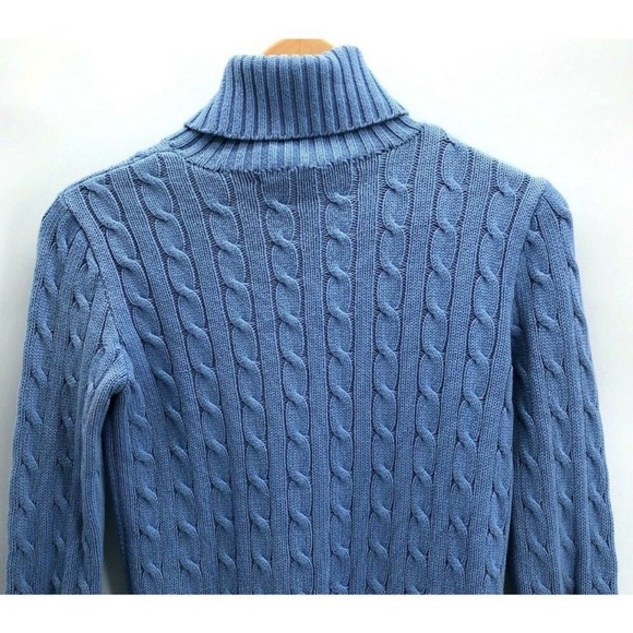 RALPH LAUREN Sport Cable Knit Turtleneck Sweater in True Blue - Picture 3 of 12